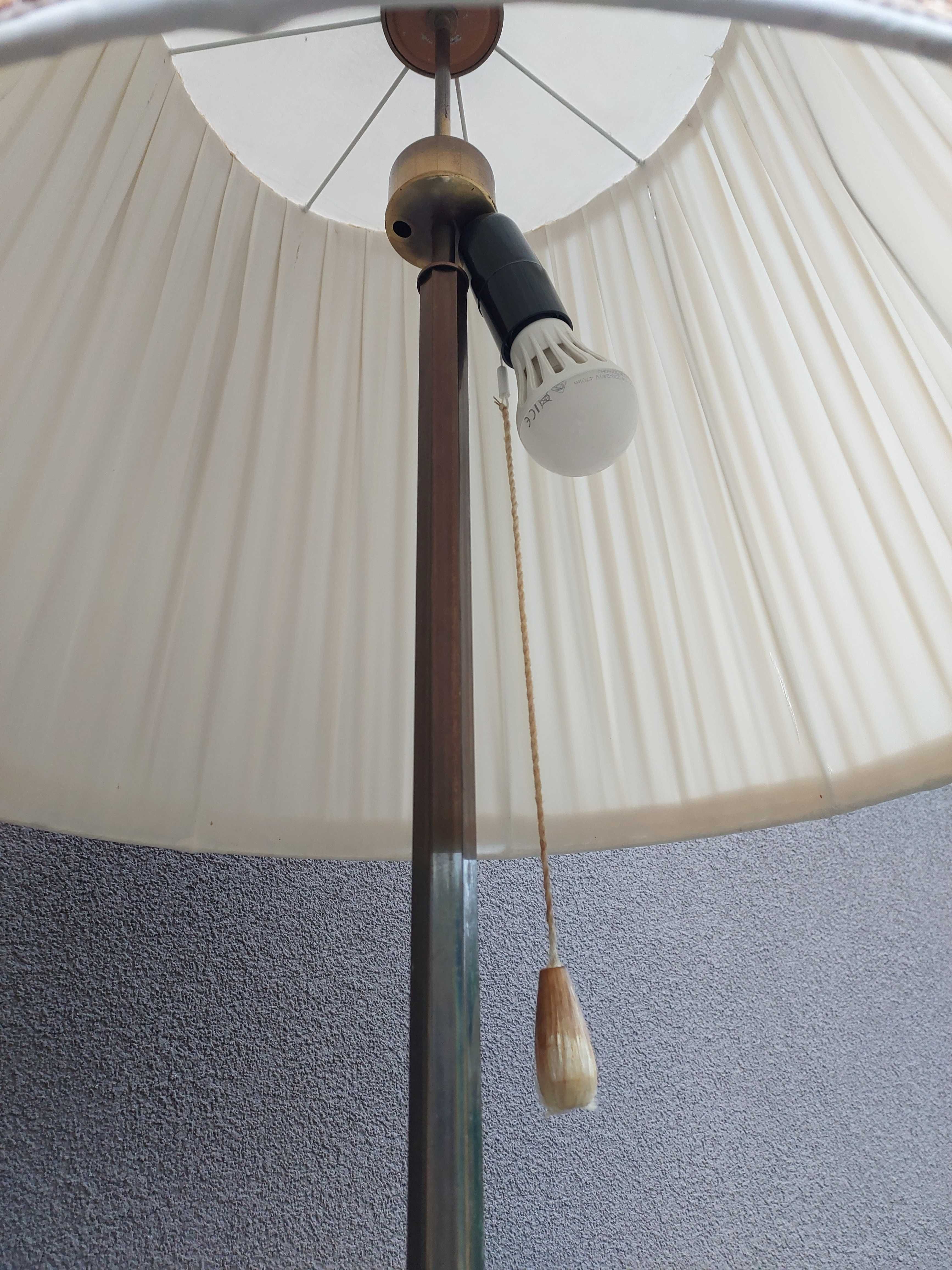 Stara lampa stojąca podłogowa mosiądz 172cm abażur E047