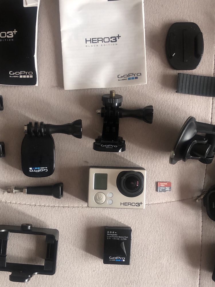 Gopro Hero 3+ black edition com acessórios.
