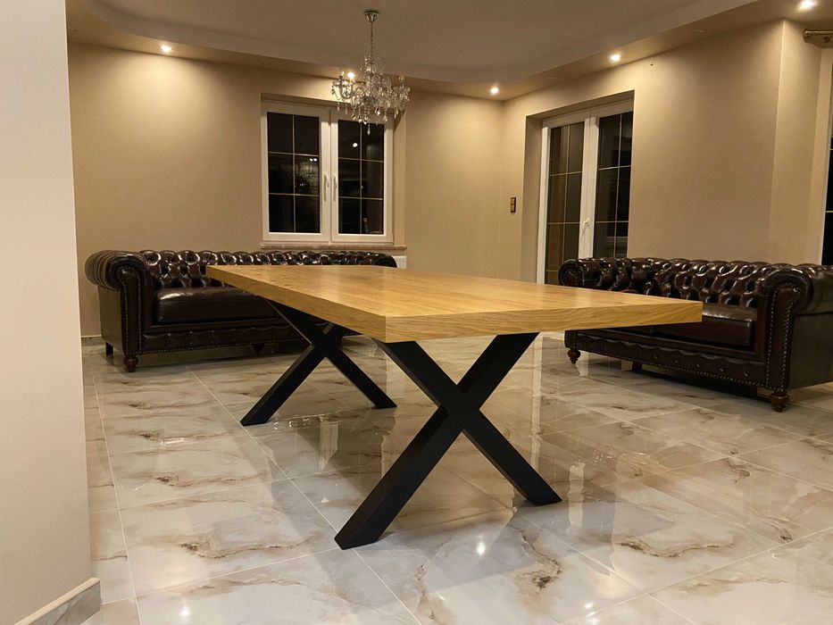 Stół Dębowy lub Orzech z Litego Drewna LOFTowy rozkładany okrągły LOFT