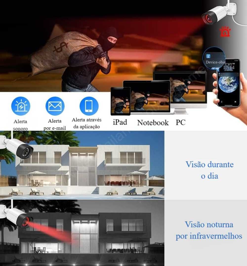 Conjunto ‼️ 8 Canais ‼️ 8 Câmaras ‼️ WiFi ‼️ 3MP ‼️ Deteção Movimento