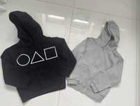 Bluza czarna squid game i szara z kapturem 122/128
