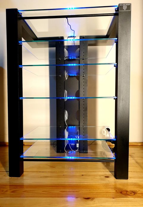 Regał, stojak audio z aluminium I szkła RGB LED model TEVOR