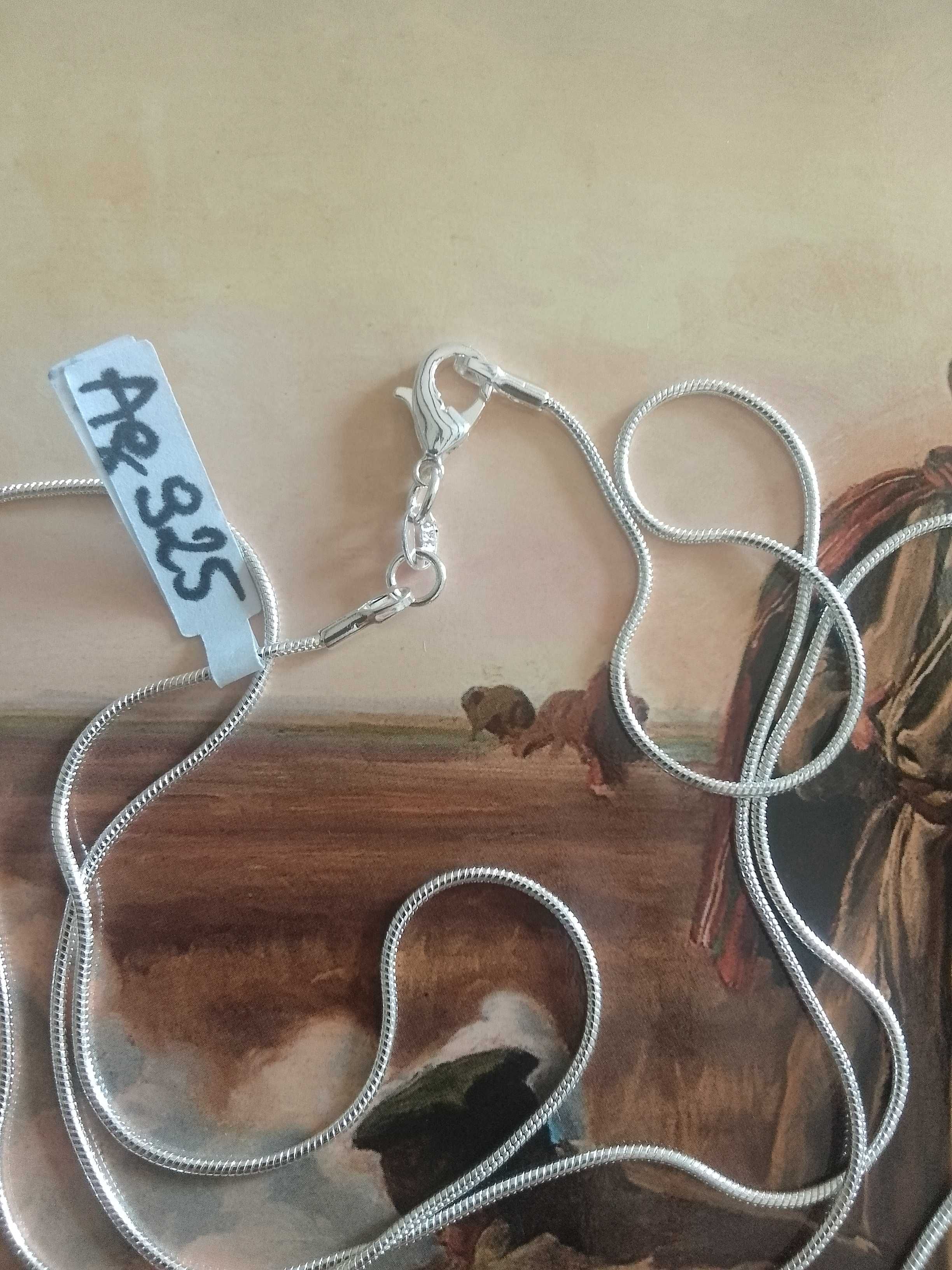 Nowy srebrny łańcuszek srebrny próby 925 nowe z metką żmijka 65 cm dł