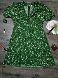 Сукня зелена в горошок