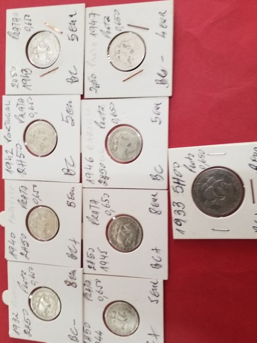 Moedas antigas portuguesas em prata (0,650),
