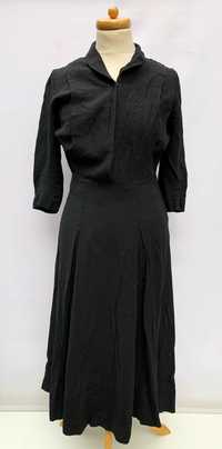 Sukienka Czarna Elegancka S 36 Rozkloszowana Wizytowa