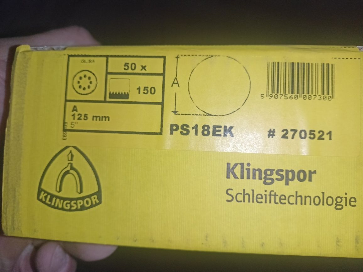 Krążek ścierny, na rzep Klingspor 270521 PS 18 EK 125mm, 50 sztuk