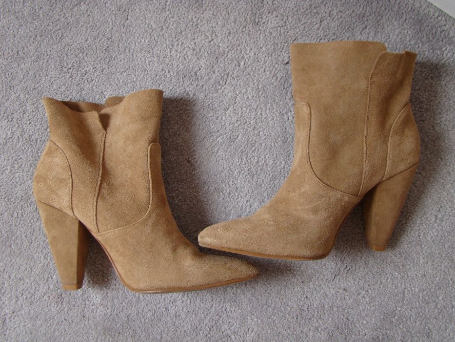 ZARA skóra dwoina BOTKI camel KOWBOJKI 37