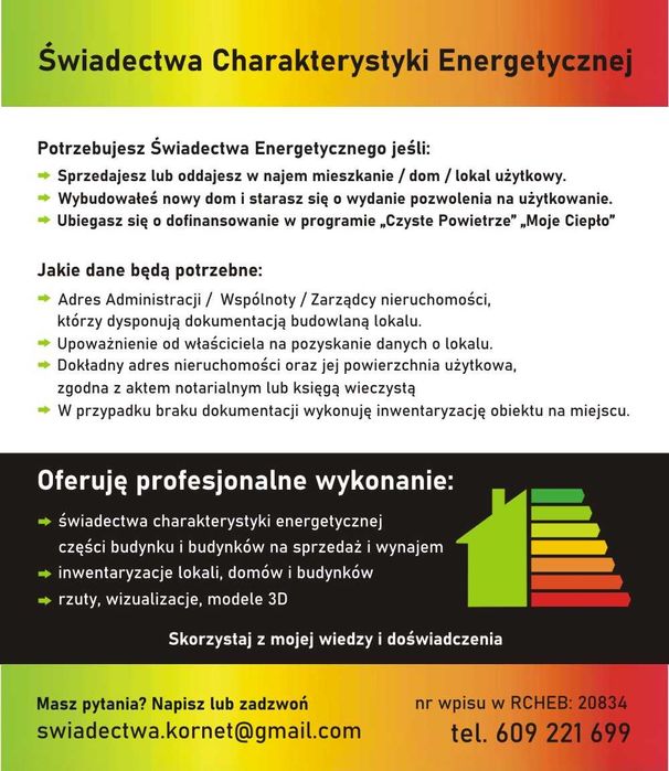 Świadectwo charakterystyki energetycznej, dom, mieszkanie lokal LUBLIN