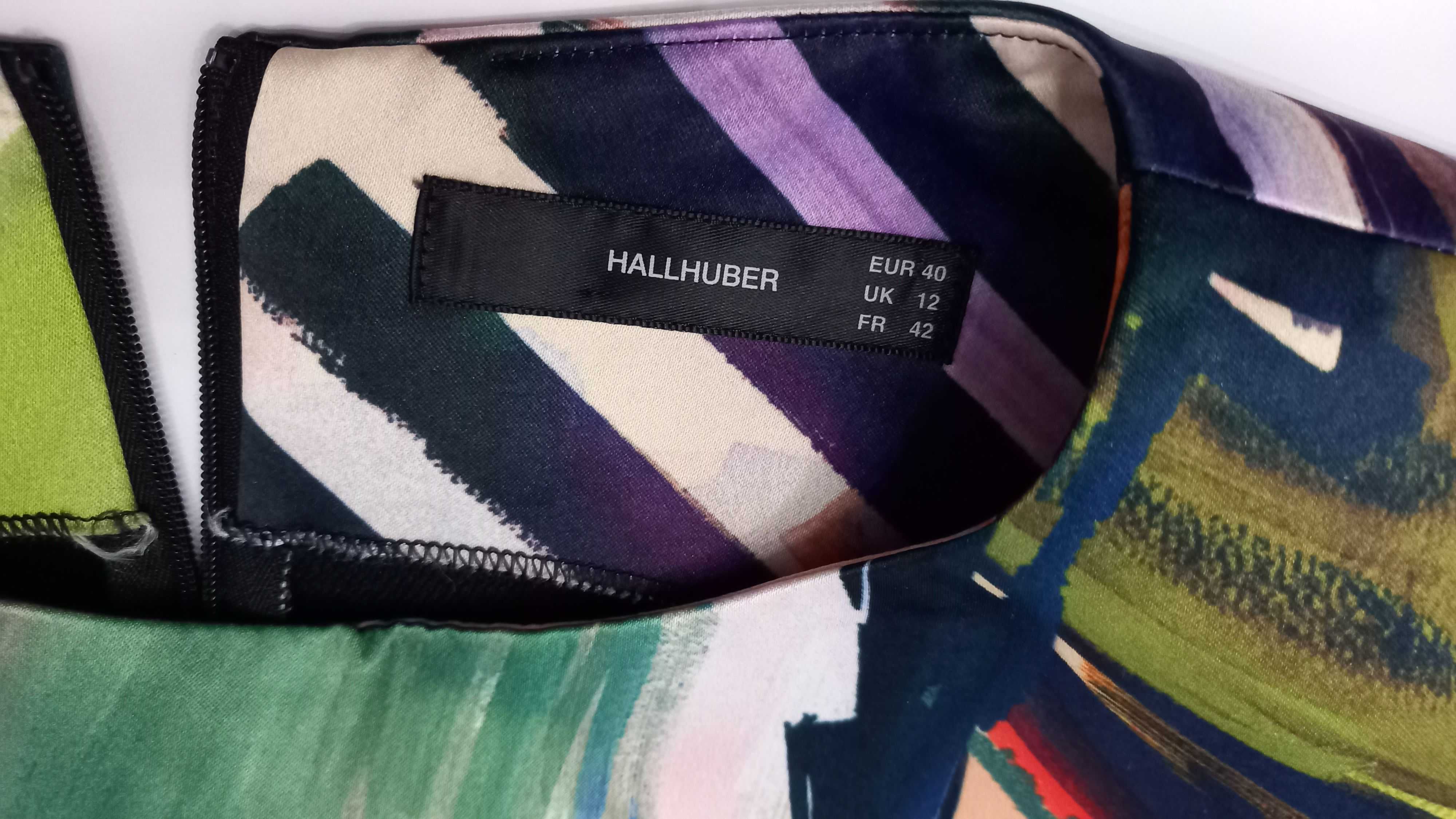 HALLHUBER р. L 48 UK12 EUR40 яркое фактурное платье атлас Германия