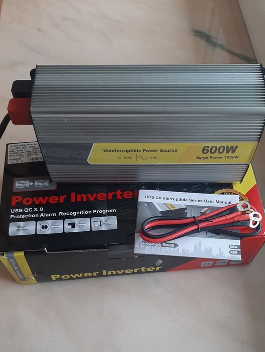 Інвертор із зарядкою та чистим синусом 12 V 600 Вт QC3.0 ДБЖ UPS котел