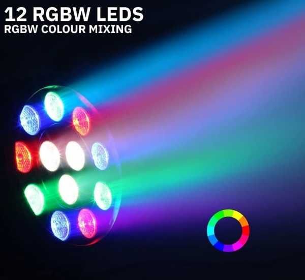 Reflektor na statywie PAR LED 12x1W RGBW Mix Kolorów Strobo DMX Pilot