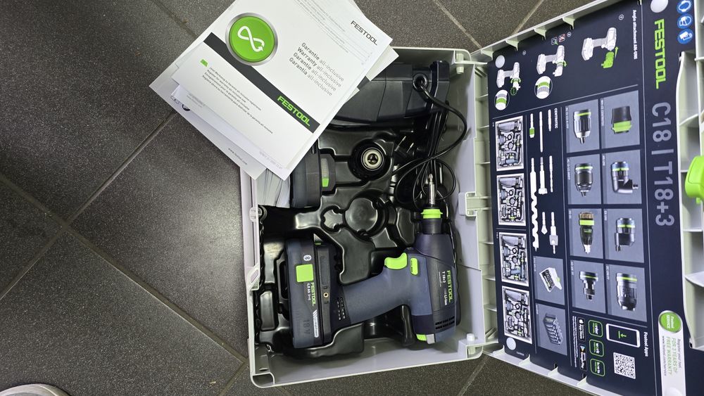 Nowa wkrętarka Festool, dwa aku, ładowarka, skrzynka