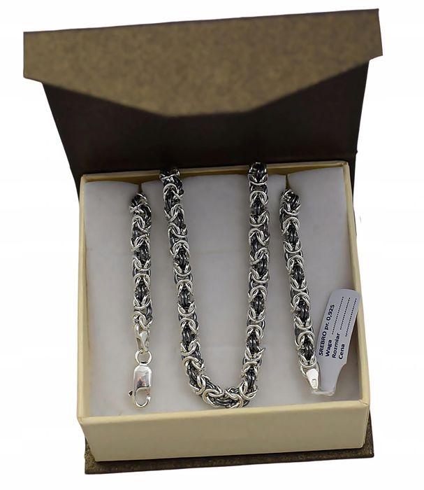 Srebrny Łańcuszek Splot Królewski 4,50 mm Oksydowany pr 925 Grawer