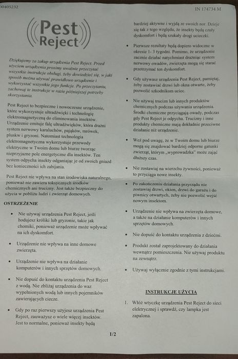 Elektroniczny odstraszacz gryzoni i insektów