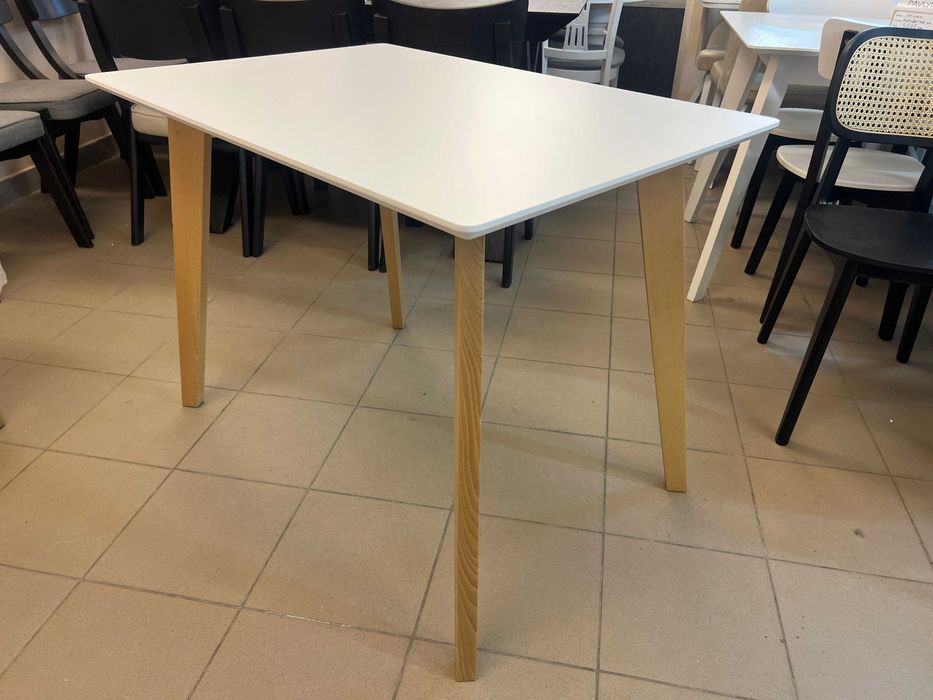 Стіл Мілан 100х70 кухонний суцільний прямокутний білий на кухню бук