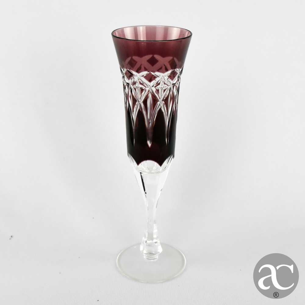 Conjunto de 6 flutes em Cristal colorido estilo Saint Lambert