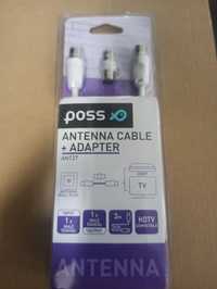 Kabel antenowy + adapter nowy Poss 3m