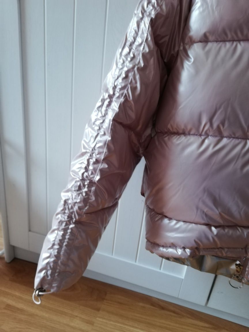 Blusão estilo bomber rosa prateado como novo tamanho M