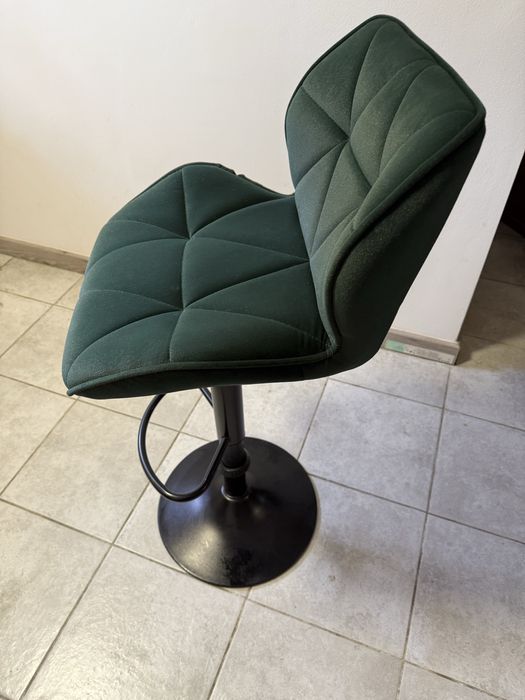 Krzesło fotel barowe hoker GRAPPO BLACK zielone VELVET