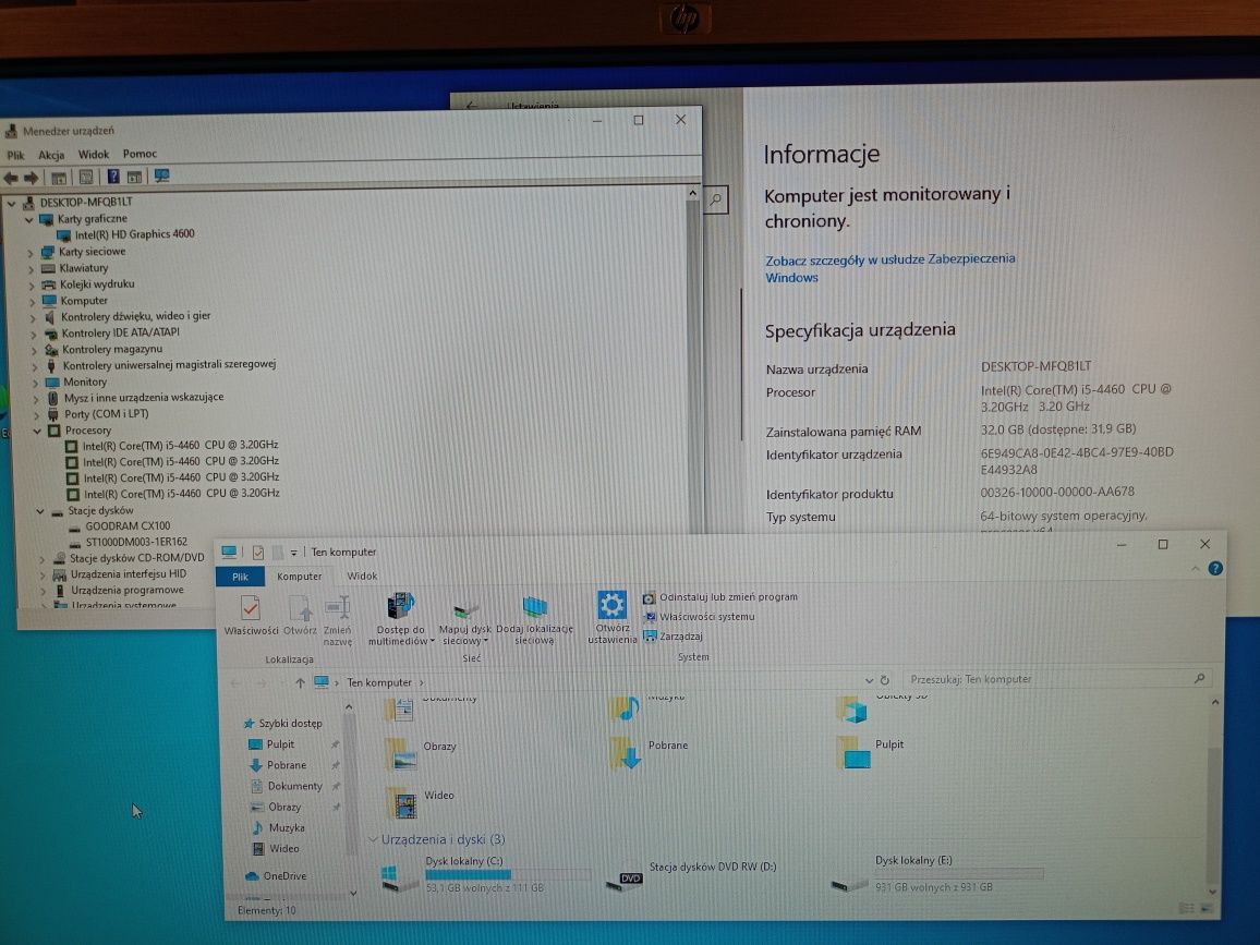 Komputer Intel core i5, 32gb, SSD, wifi, HDMI
