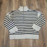 Sweter w paski beżowy czarny z suwakiem Sinsay rozmiar XS oversize