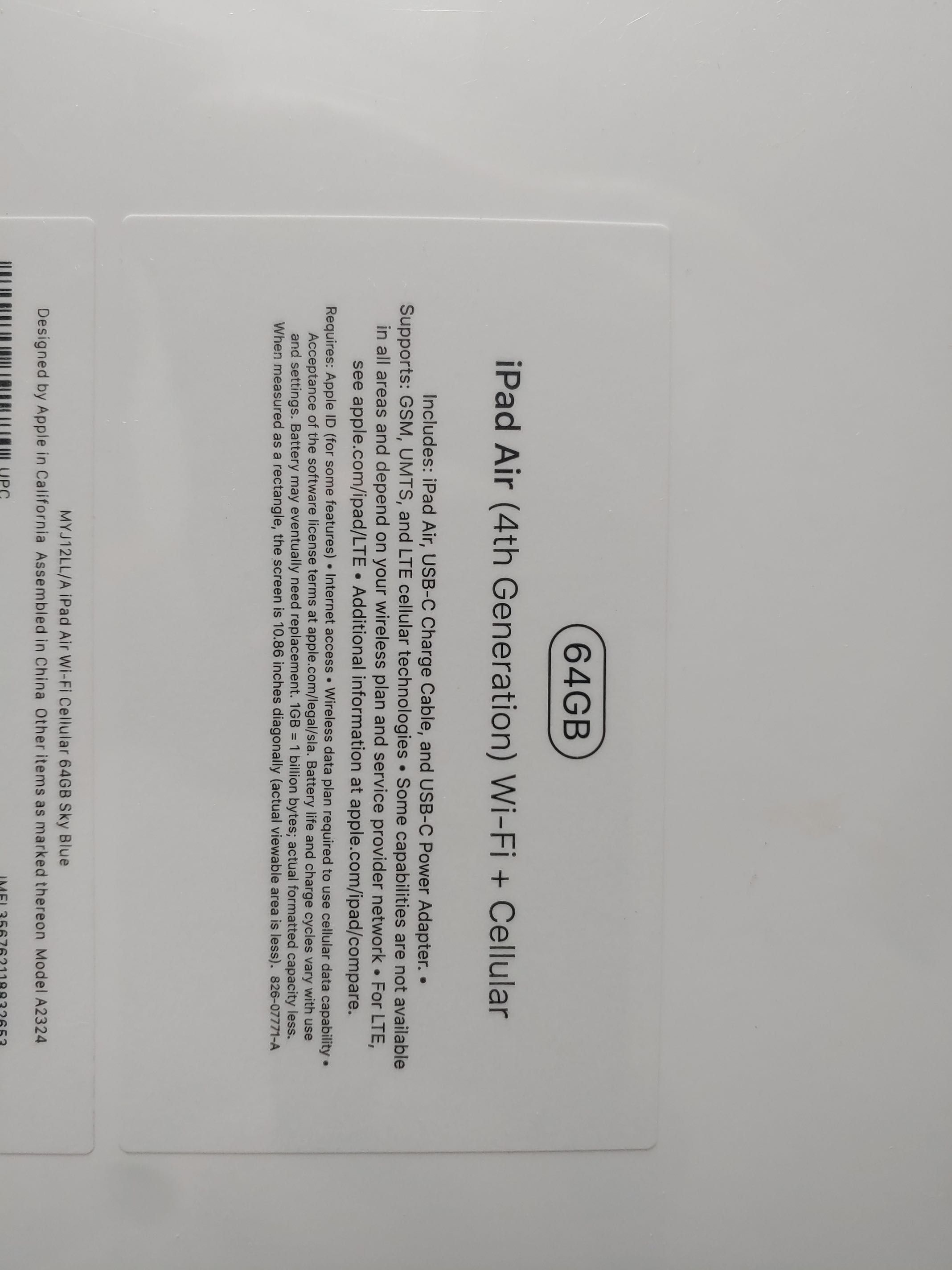 Планшет Apple iPad Air (4th generation) Wi-Fi +Cellular 64GB (MYJ12LL)