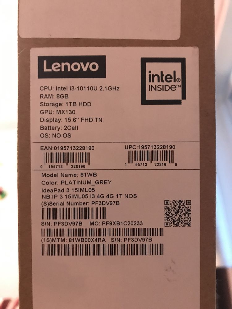 Ноутбук Lenovo IdeaPad 3 1 терабайт