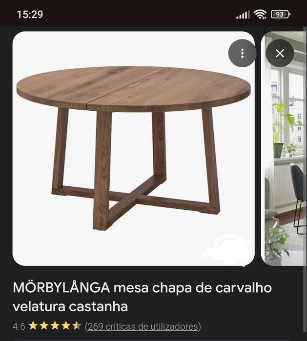 Mesa redonda castanha