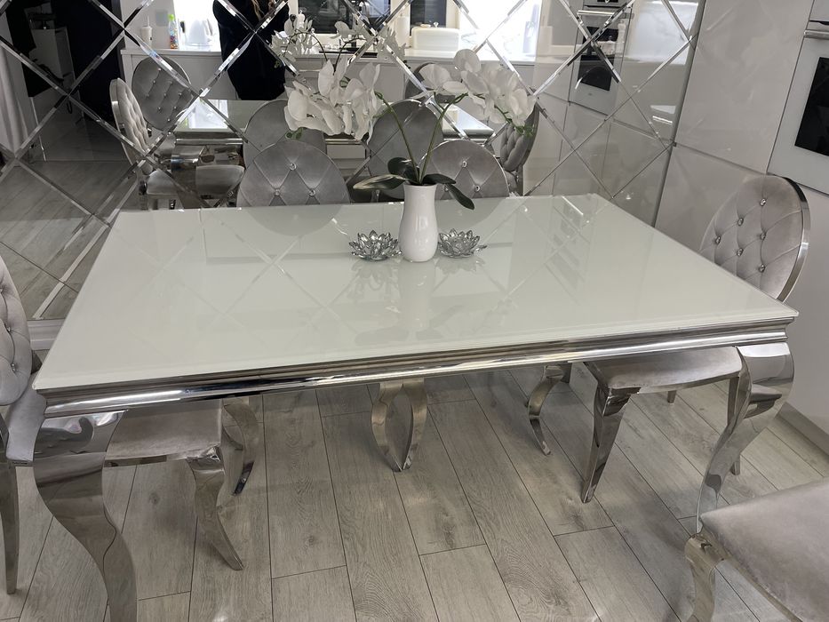 Stol glamour chrom z 6 krzeslami komplet