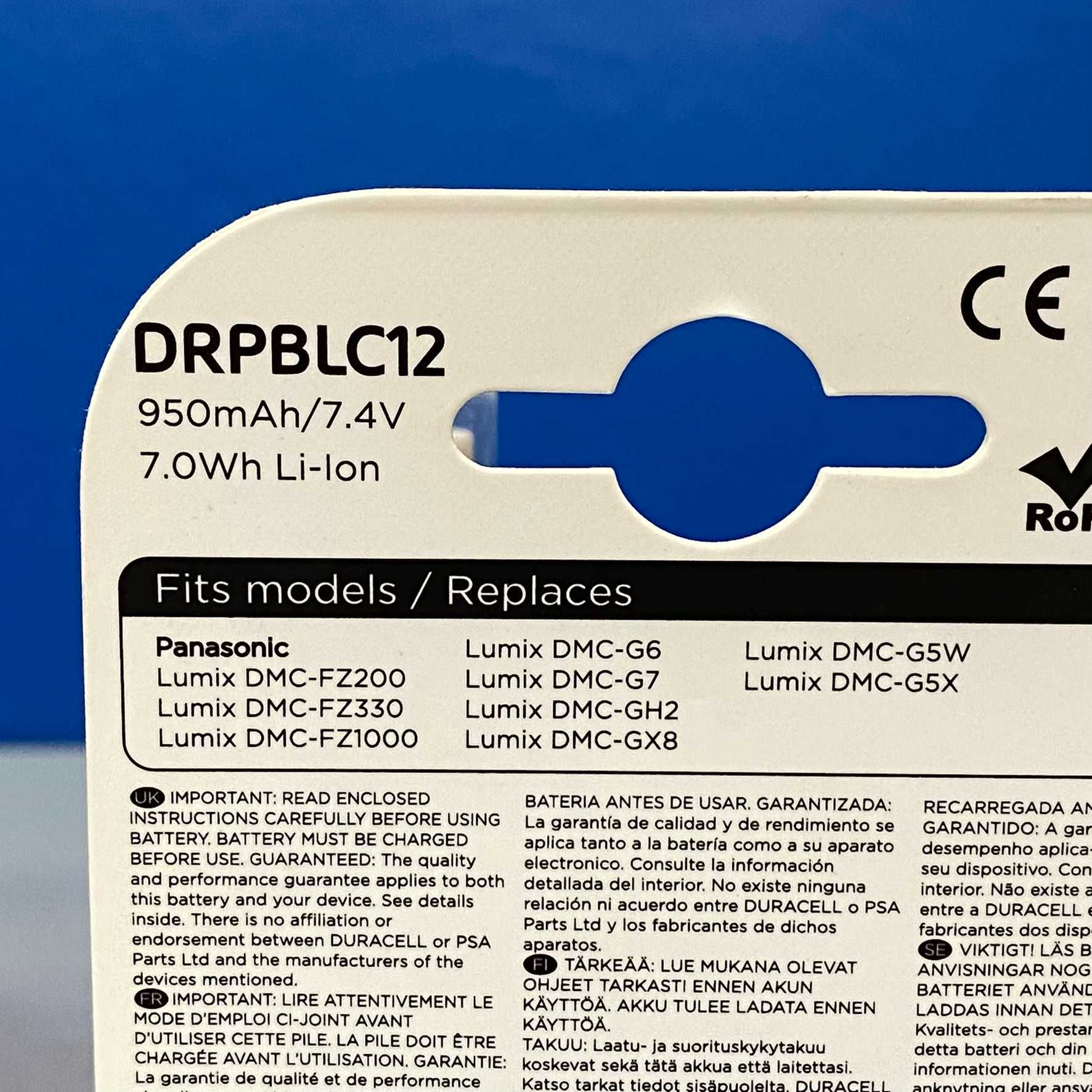 Bateria Duracell - Panasonic DMW-BLC12 (GH2/ G5/ G6/ G7/ GX8/ FZ-200)