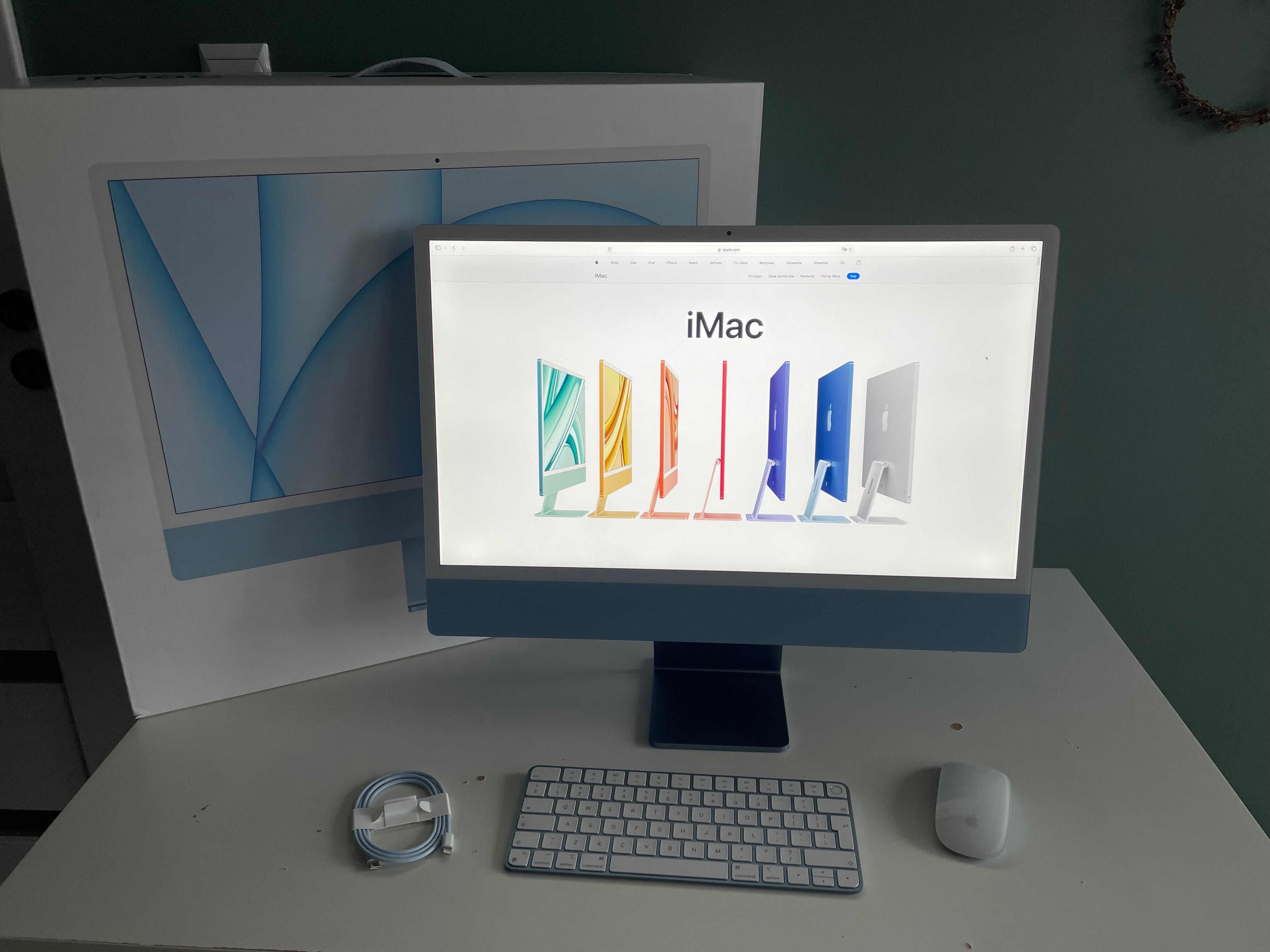 Apple iMac 24” 4K M1 256 GB niebieski 2021, 8 rdzeni GPU
