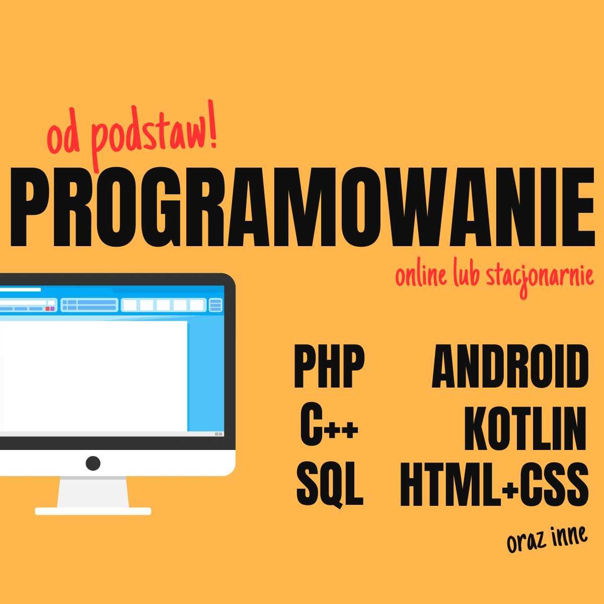 Korepetycje szkolenia z programowania online C++/HTML/CSS/PHP/SQL/inne