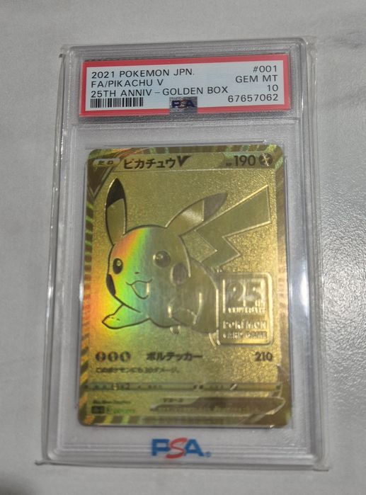 Karta Pokemon Pikachu Golden box 25th Ani PSA10 Japońska