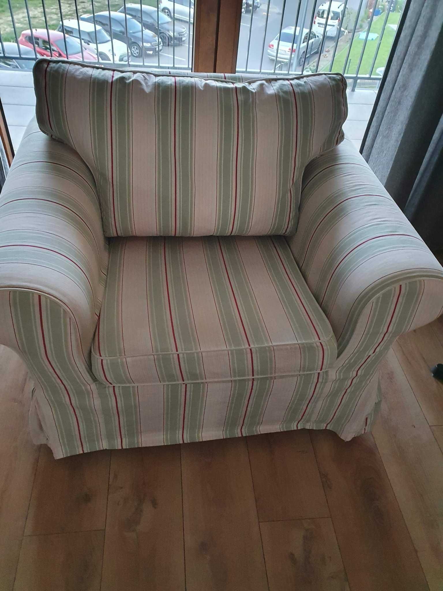 Fotel EKTORP IKEA pokrycie w paski