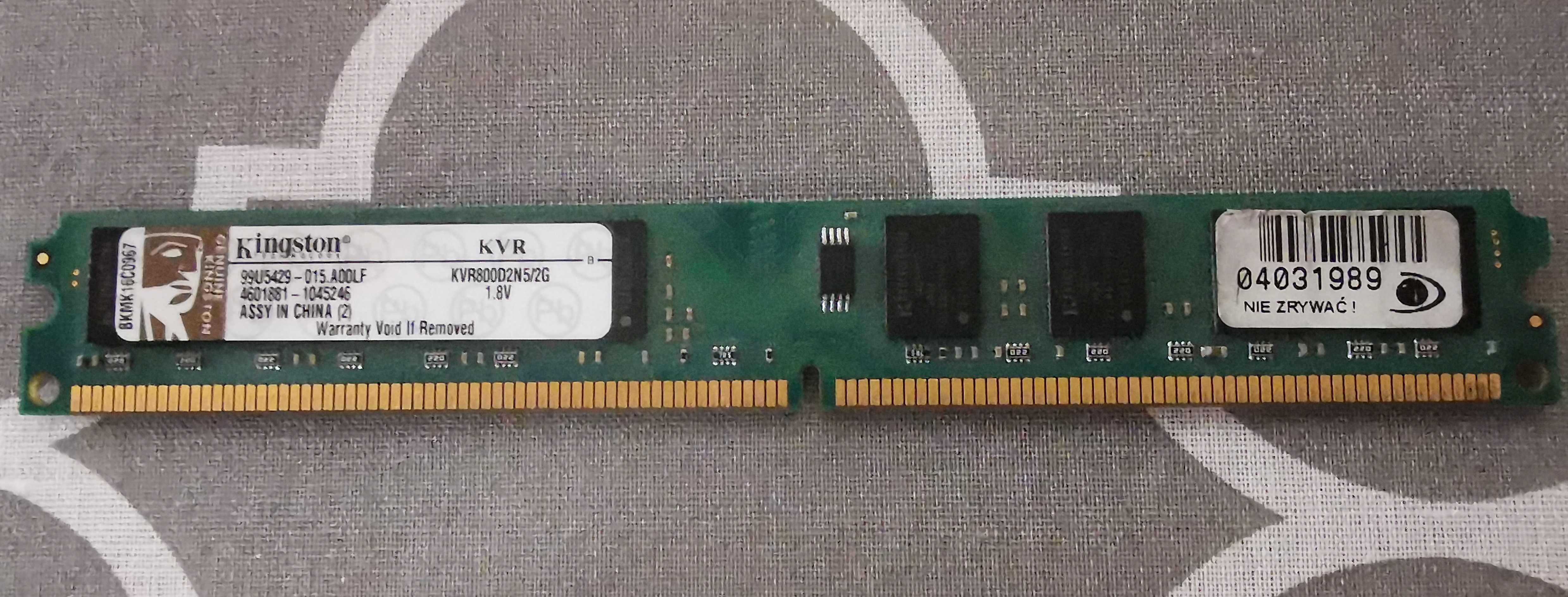 Pamięć RAM DDR2 1.8V KVR800D2N5/1G , KVR800D2N5/2G    1GB + 2GB