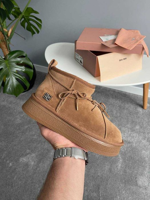 Женские зимние ботинки Miu Miu Winter Boot Мех зимові черевики Міу Міу