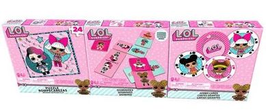 L.O.L. SURPRISE ZESTAW 3w1 Puzzle Domino Karty LOL
