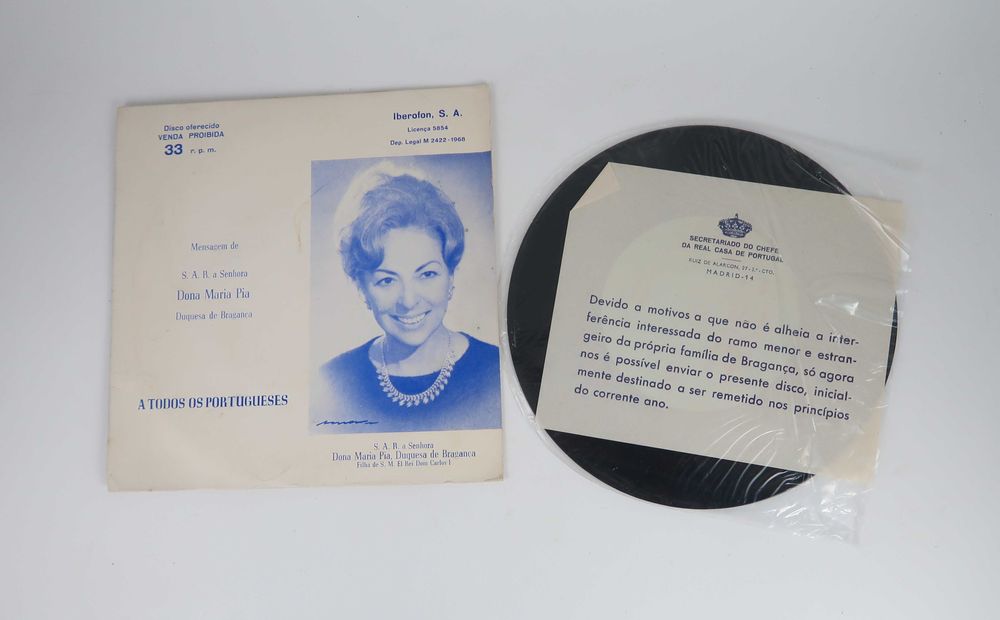Mensagem D. Maria Pia / Princesa Beira todos Portugueses, Single Vinil
