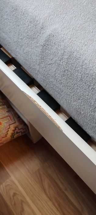 Łóżko 140 x 200 białe sypialni wysokie szuflady półki materac stelaż