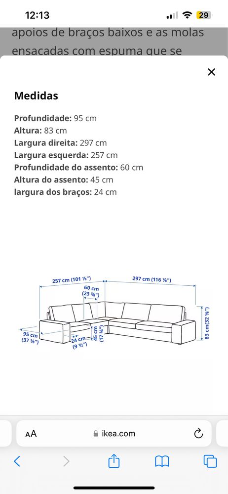 Sofa ikea kivik 5 lugares