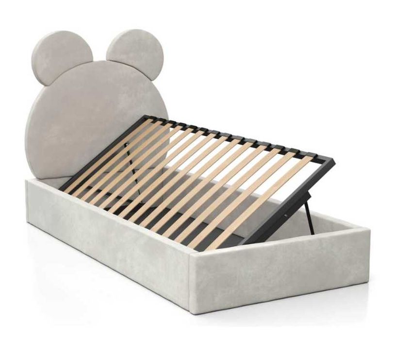 Łóżko tapicerowane z pojemnikiem 90x200 beżowy Velvet Kids Line 1 Miś