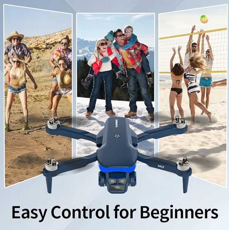 Dron K417 - 1080p, Światła, FPV WiFi, Składany, Dla Początkujących