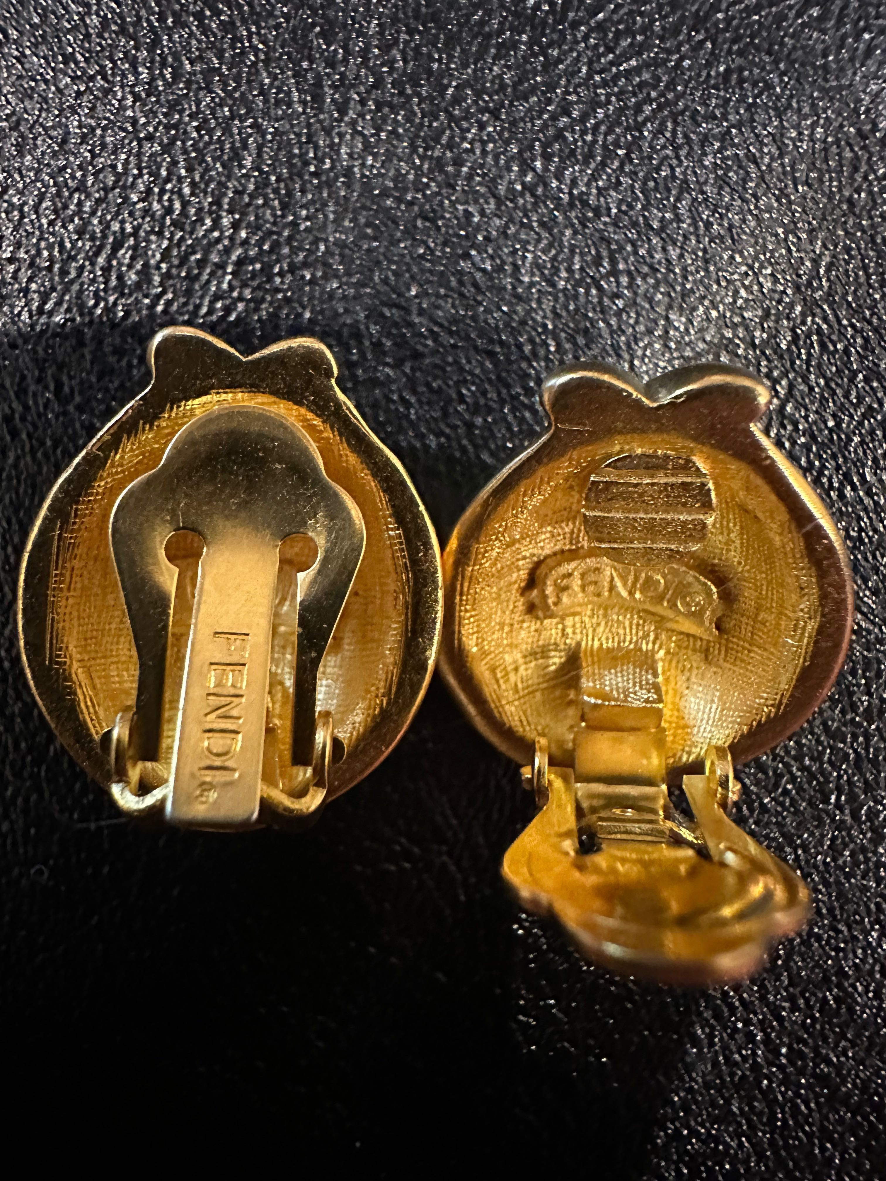 Сережки-кліпси Fendi оригінал вінтаж позолота
