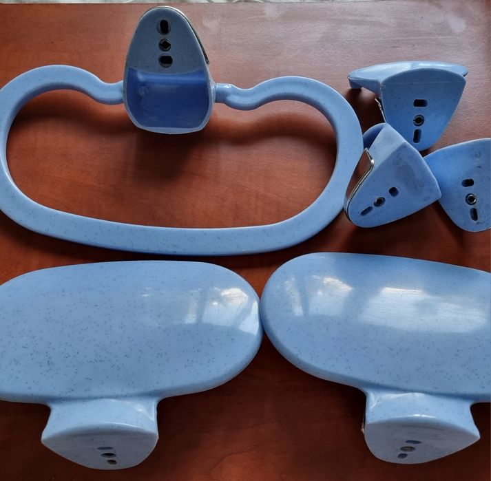 Набор комплект в ванную пластик голубой 7 предметов