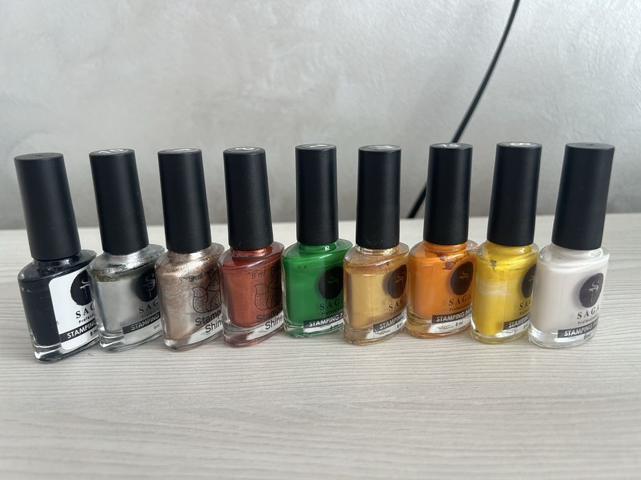 Лаки saga та пластини для стемпінгу, штамп прозорий