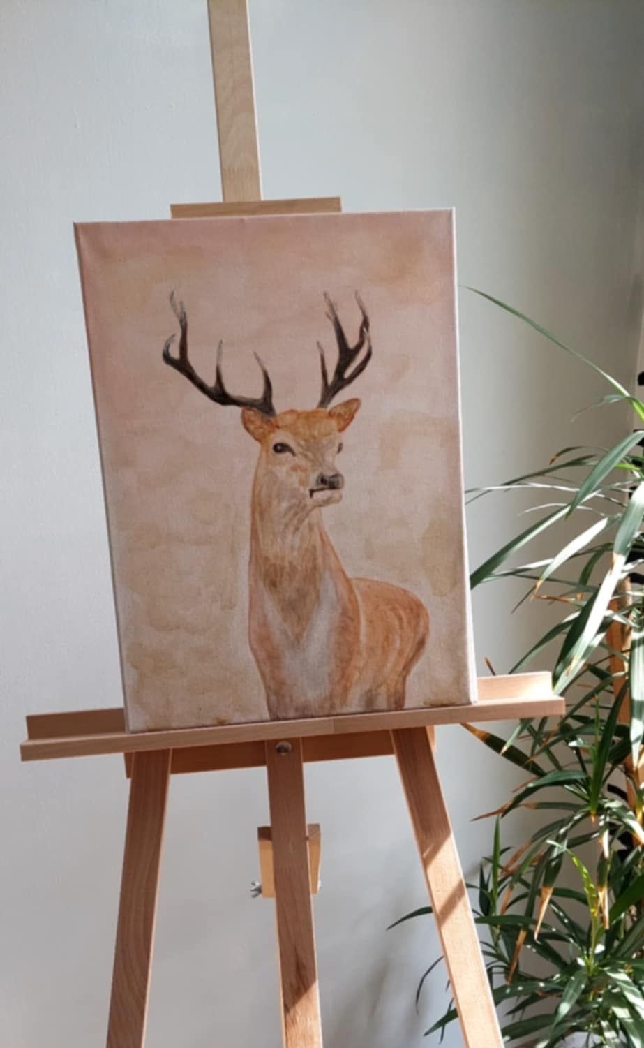 Obraz ręcznie malowany płótno 40x30cm Renifer