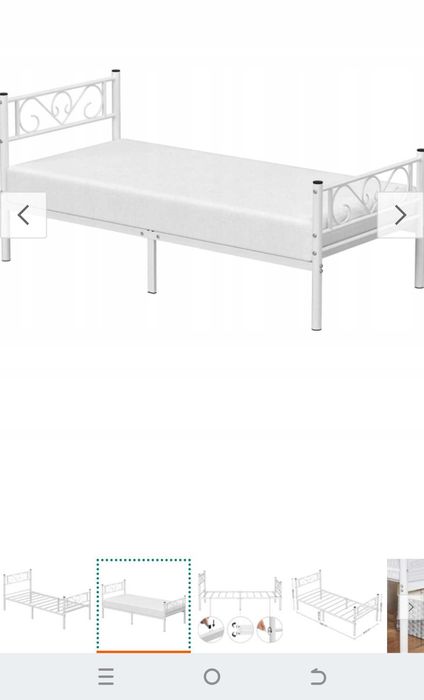 Łóżko białe metalowe plus stolik nocny materac gratis