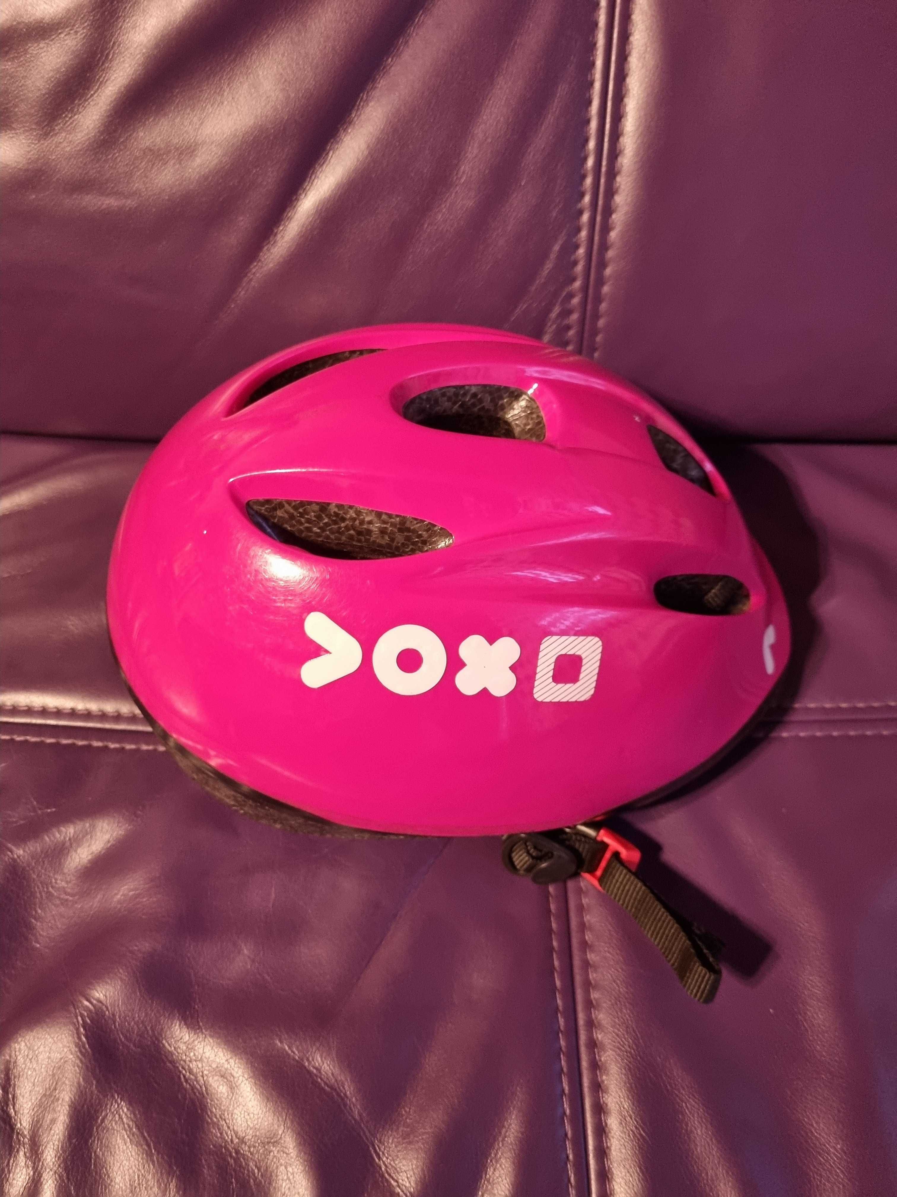 Kask rowerowy dziecięcy B'TWIN KH300, rozmiar M 52-56cm, różowy