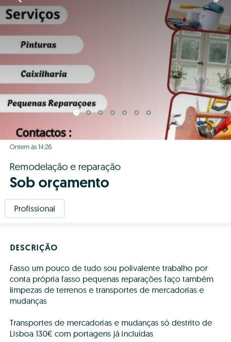 Faço remodelações e pequenas alterações